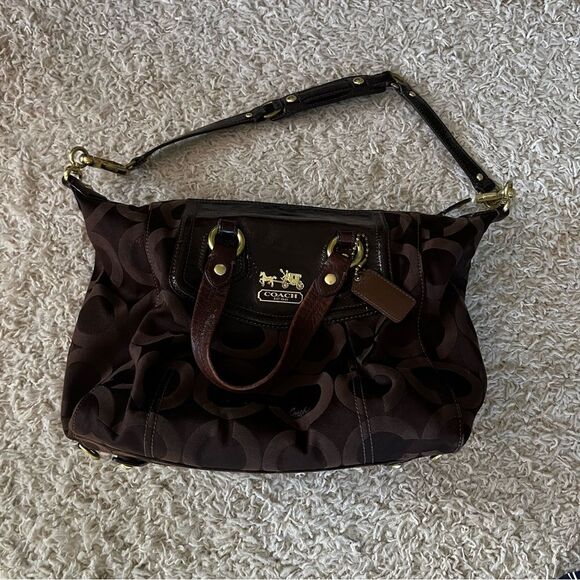COACH Brown F0969-14294 MADISON AUDREY OP ART SATCHEL SHOULDER BAG HANDBAG - Picture 1 of 13